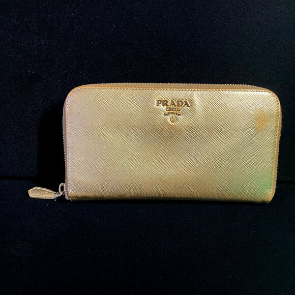 Prada Handbags - LOW START Rare Gold Prada Wallet